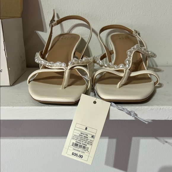 a new day Shoes - a new day Pearl-Embellished Ivory Slingback Sandals